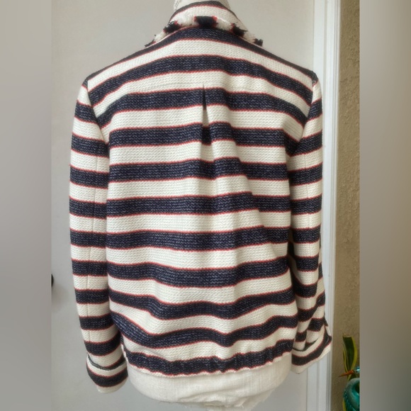 j. crew woven nautical striped double breast jacket cropped blazer sz. 10 - Picture 6 of 15